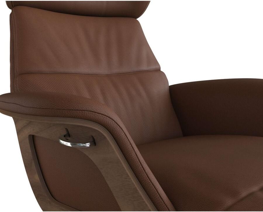 FLEXLUX Loungestoel Clement chaise longue relaxstoel ligstoel Rug- en hoofdsteunverstelling armleuning walnoot voet van aluminium