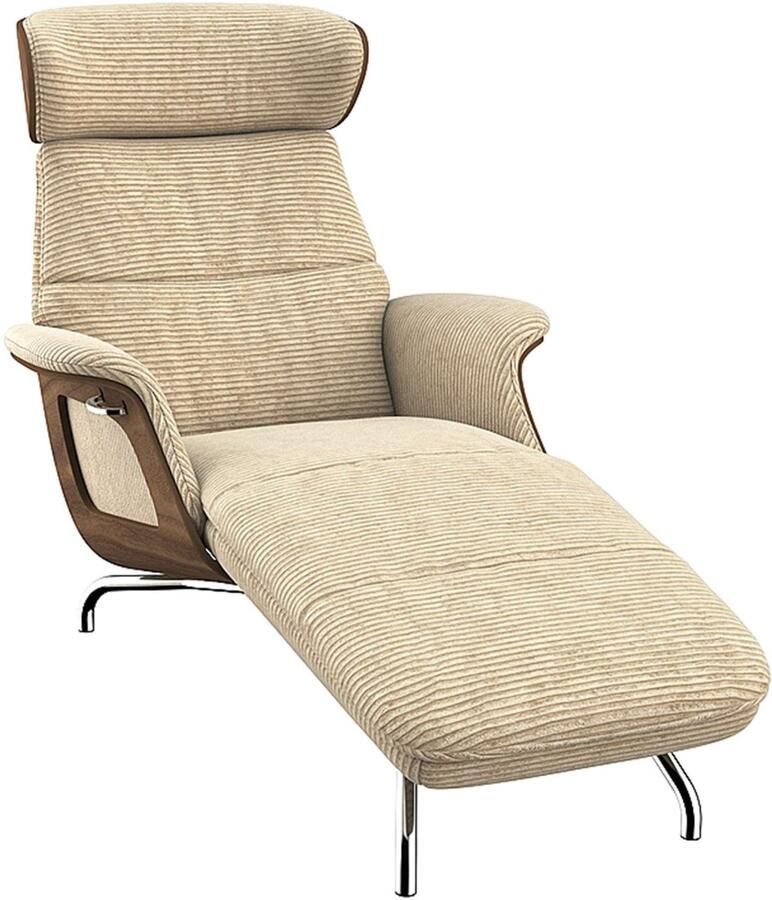 FLEXLUX Loungestoel Clement chaise longue relaxstoel ligstoel Rug- en hoofdsteunverstelling armleuning walnoot voet van aluminium - Foto 5