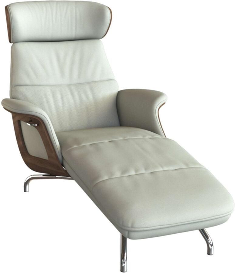 FLEXLUX Loungestoel Clement chaise longue relaxstoel ligstoel Rug- en hoofdsteunverstelling armleuning walnoot voet van aluminium - Foto 5