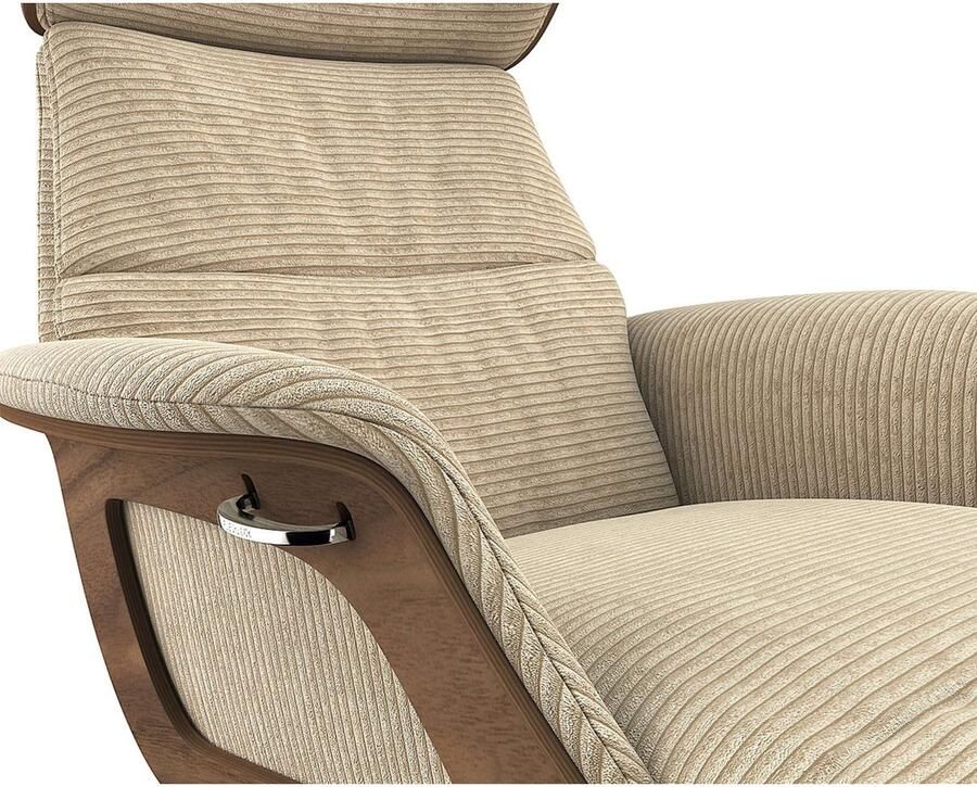 FLEXLUX Loungestoel Clement chaise longue relaxstoel ligstoel Rug- en hoofdsteunverstelling armleuning walnoot voet van aluminium