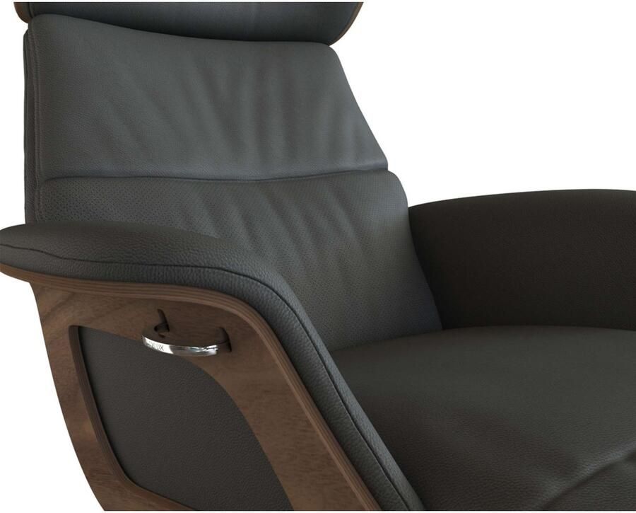 FLEXLUX Loungestoel Clement chaise longue relaxstoel ligstoel Rug- en hoofdsteunverstelling armleuning walnoot voet van aluminium