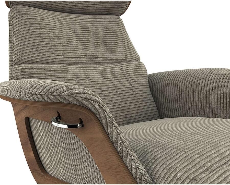 FLEXLUX Loungestoel Clement chaise longue relaxstoel ligstoel Rug- en hoofdsteunverstelling armleuning walnoot voet van aluminium - Foto 2