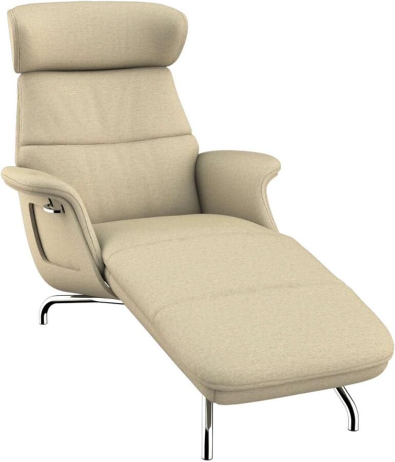 FLEXLUX Loungestoel Clement chaise longue relaxstoel ligstoel Rug- en hoofdsteunverstelling armleuning gepolsterd geolied voet van aluminium - Foto 5