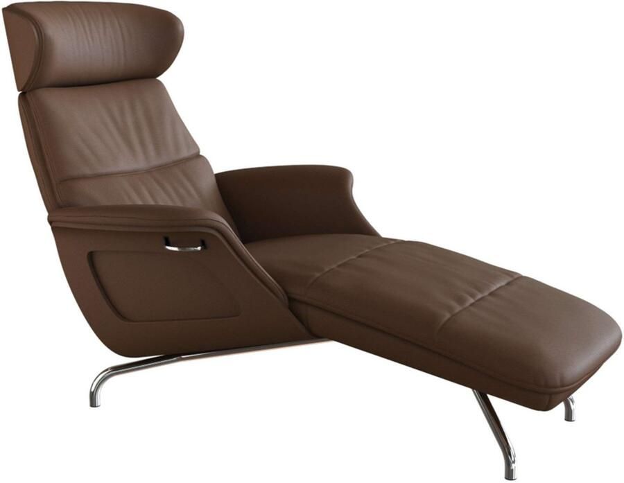 FLEXLUX Loungestoel Clement chaise longue relaxstoel ligstoel Rug- en hoofdsteunverstelling armleuning gepolsterd geolied voet van aluminium - Foto 3