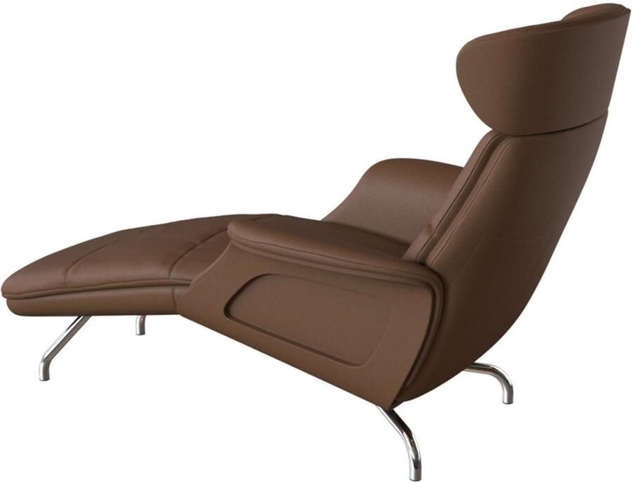 FLEXLUX Loungestoel Clement chaise longue relaxstoel ligstoel Rug- en hoofdsteunverstelling armleuning gepolsterd geolied voet van aluminium - Foto 4