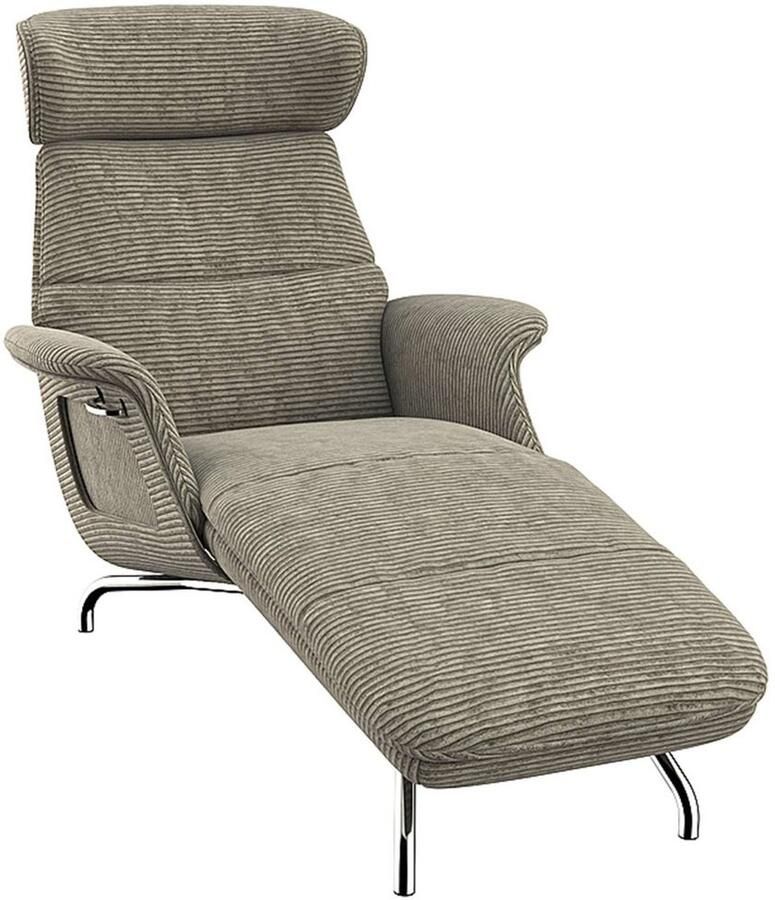 FLEXLUX Loungestoel Clement chaise longue relaxstoel ligstoel Rug- en hoofdsteunverstelling armleuning walnoot voet van aluminium