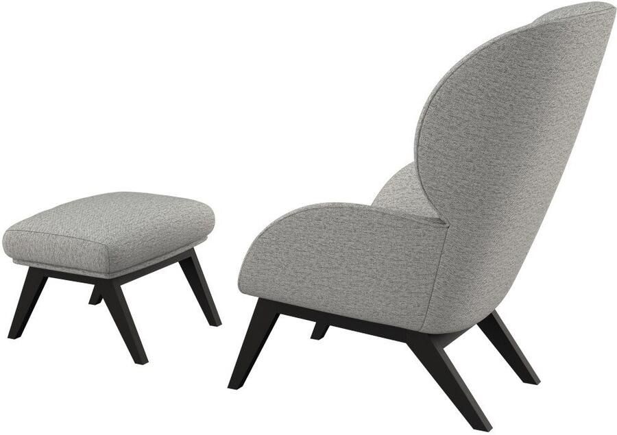FLEXLUX Oorfauteuil Adria designstoel loungestoel Stijl & comfort organische vorm zwarte houten voet - Foto 5