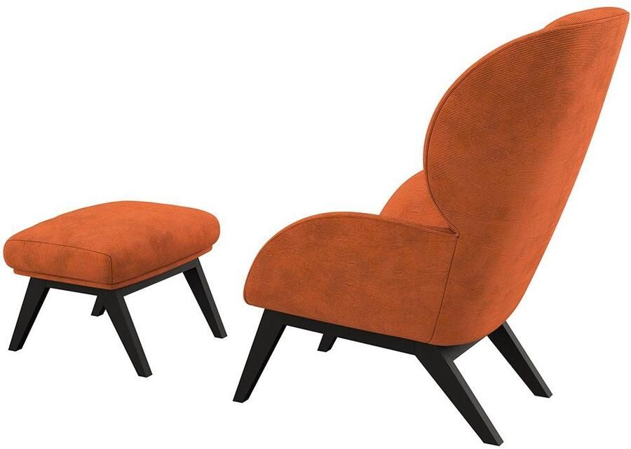 FLEXLUX Oorfauteuil Adria designstoel loungestoel Stijl & comfort organische vorm zwarte houten voet - Foto 5