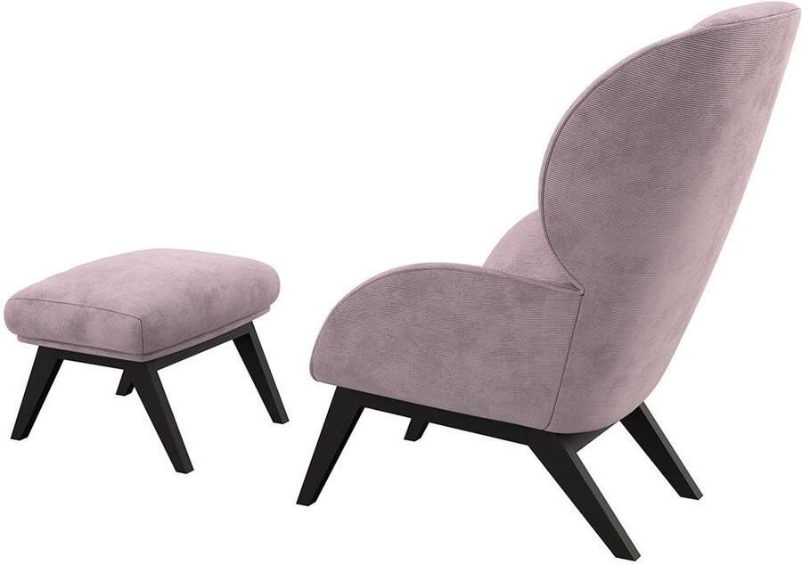 FLEXLUX Oorfauteuil Adria designstoel loungestoel Stijl & comfort organische vorm zwarte houten voet - Foto 5