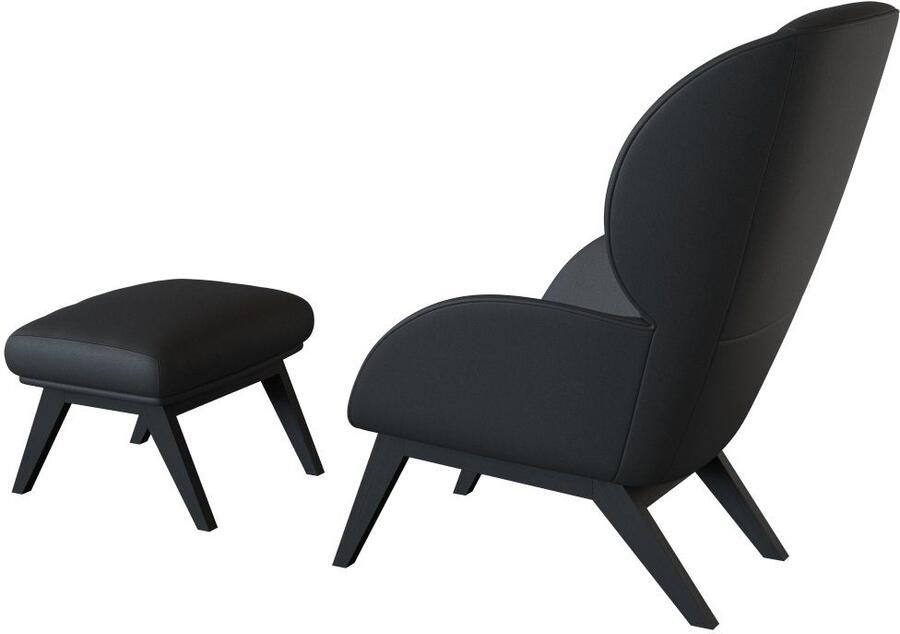 FLEXLUX Oorfauteuil Adria designstoel loungestoel Stijl & comfort organische vorm zwarte houten voet - Foto 4