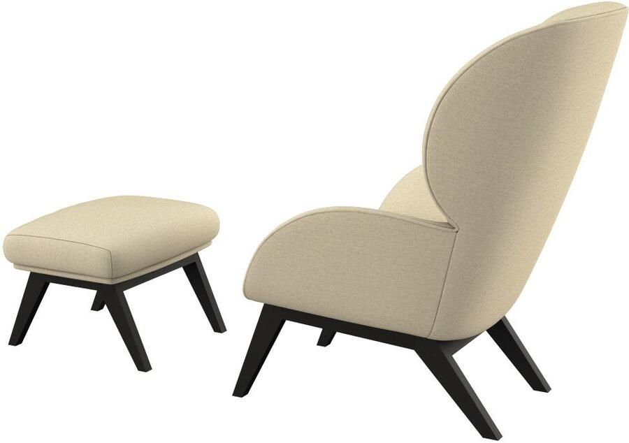 FLEXLUX Oorfauteuil Adria designstoel loungestoel Stijl & comfort organische vorm zwarte houten voet - Foto 5