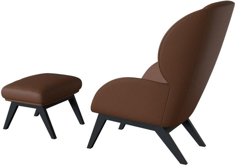 FLEXLUX Oorfauteuil Adria designstoel loungestoel Stijl & comfort organische vorm zwarte houten voet - Foto 4
