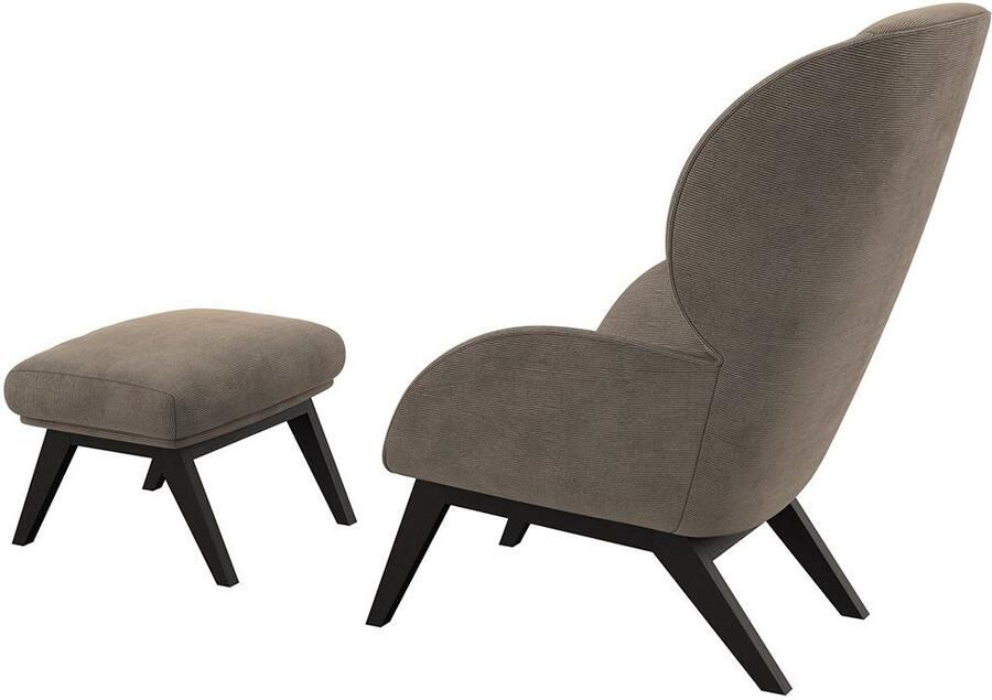 FLEXLUX Oorfauteuil Adria designstoel loungestoel Stijl & comfort organische vorm zwarte houten voet - Foto 5