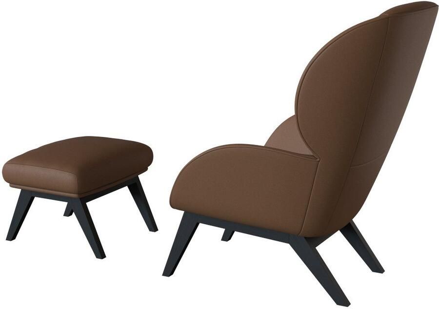 FLEXLUX Oorfauteuil Adria designstoel loungestoel Stijl & comfort organische vorm zwarte houten voet - Foto 4