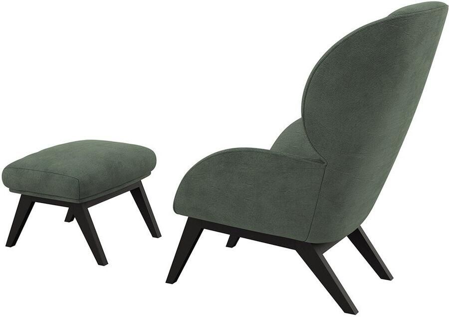 FLEXLUX Oorfauteuil Adria designstoel loungestoel Stijl & comfort organische vorm zwarte houten voet - Foto 5