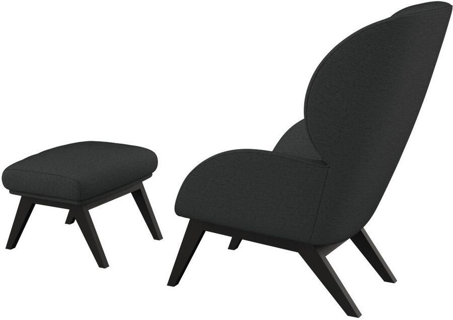 FLEXLUX Oorfauteuil Adria designstoel loungestoel Stijl & comfort organische vorm zwarte houten voet - Foto 5