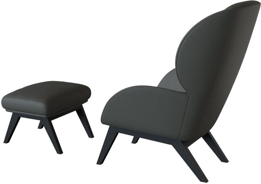 FLEXLUX Oorfauteuil Adria designstoel loungestoel Stijl & comfort organische vorm zwarte houten voet - Foto 4