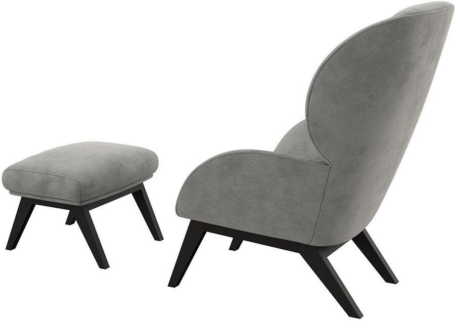FLEXLUX Oorfauteuil Adria designstoel loungestoel Stijl & comfort organische vorm zwarte houten voet - Foto 5