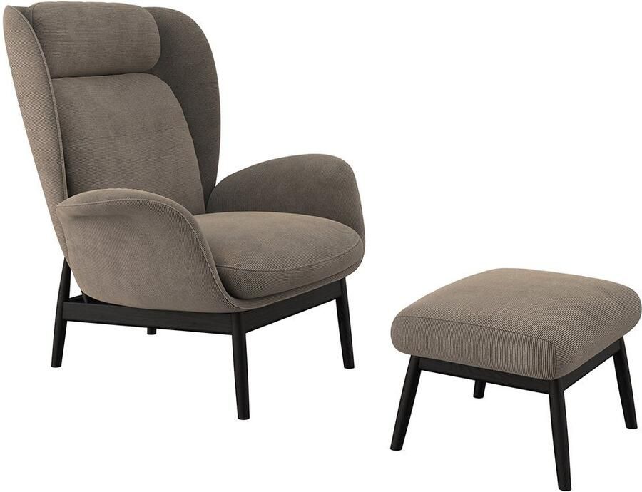 FLEXLUX Oorfauteuil Padova Scandic design fauteuil eersteklas zit- en feelgoodcomfort Stijl & comfort organische vorm geïntegreerde lendensteun zwarte voet - Foto 3