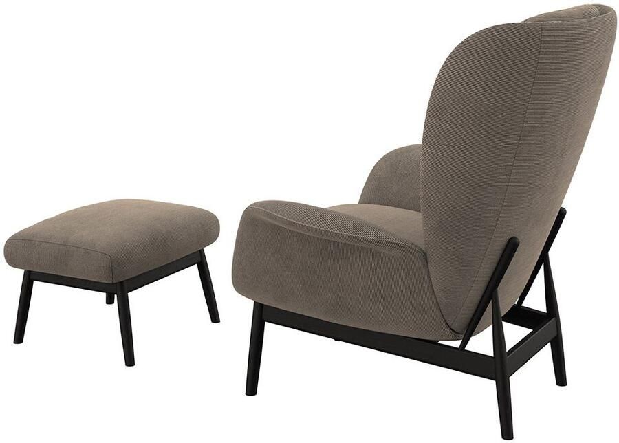FLEXLUX Oorfauteuil Padova Scandic design fauteuil eersteklas zit- en feelgoodcomfort Stijl & comfort organische vorm geïntegreerde lendensteun zwarte voet - Foto 5