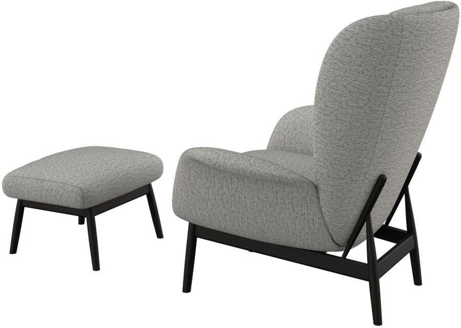 FLEXLUX Oorfauteuil Padova Scandic design fauteuil eersteklas zit- en feelgoodcomfort Stijl & comfort organische vorm geïntegreerde lendensteun zwarte voet - Foto 5