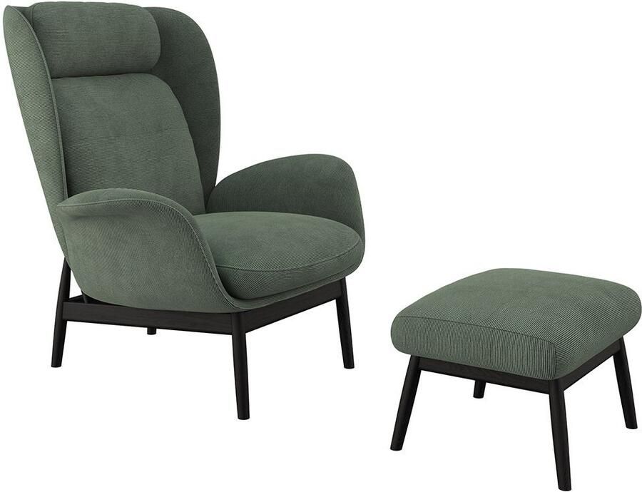FLEXLUX Oorfauteuil Padova Scandic design fauteuil eersteklas zit- en feelgoodcomfort Stijl & comfort organische vorm geïntegreerde lendensteun zwarte voet - Foto 3