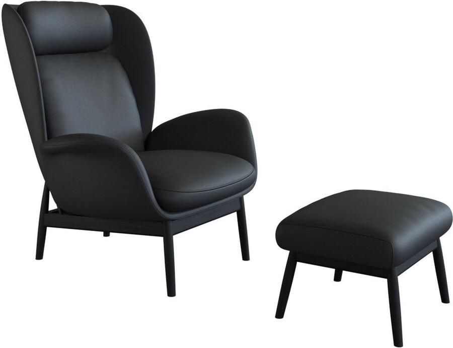 FLEXLUX Oorfauteuil Padova Scandic design fauteuil eersteklas zit- en feelgoodcomfort Stijl & comfort organische vorm geïntegreerde lendensteun zwarte voet - Foto 3