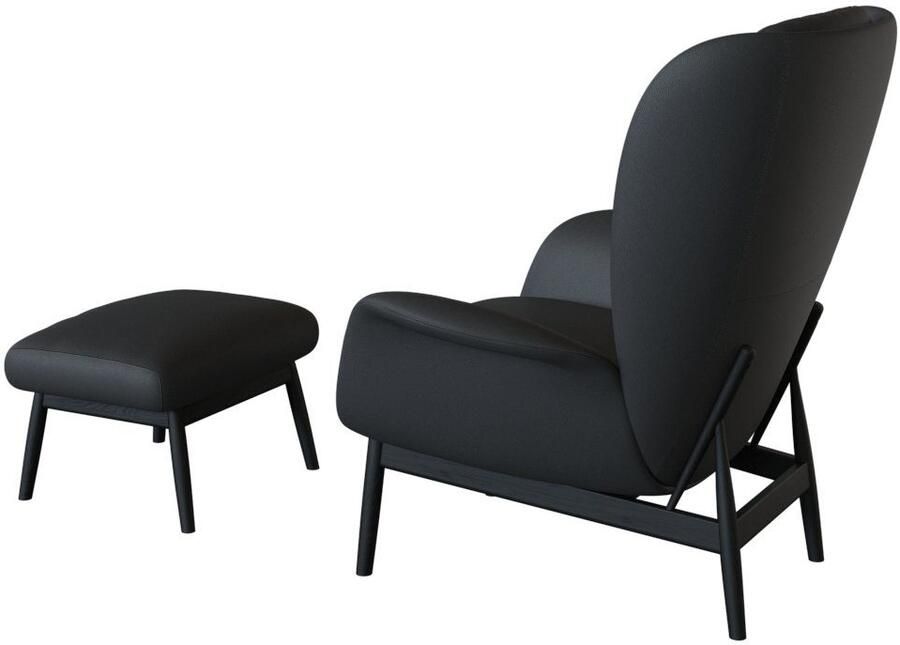 FLEXLUX Oorfauteuil Padova Scandic design fauteuil eersteklas zit- en feelgoodcomfort Stijl & comfort organische vorm geïntegreerde lendensteun zwarte voet - Foto 5