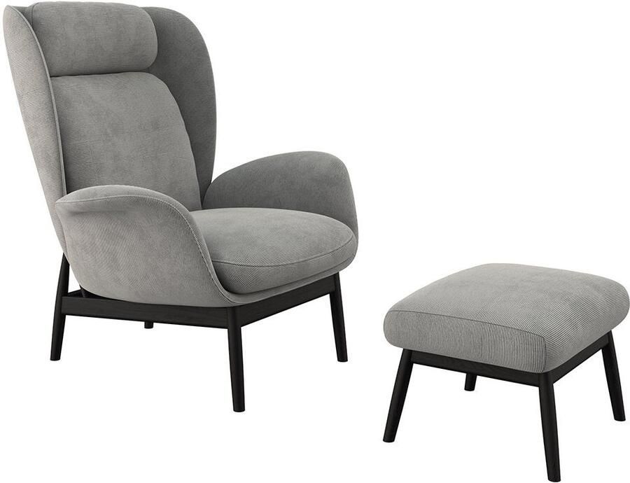 FLEXLUX Oorfauteuil Padova Scandic design fauteuil eersteklas zit- en feelgoodcomfort Stijl & comfort organische vorm geïntegreerde lendensteun zwarte voet - Foto 3