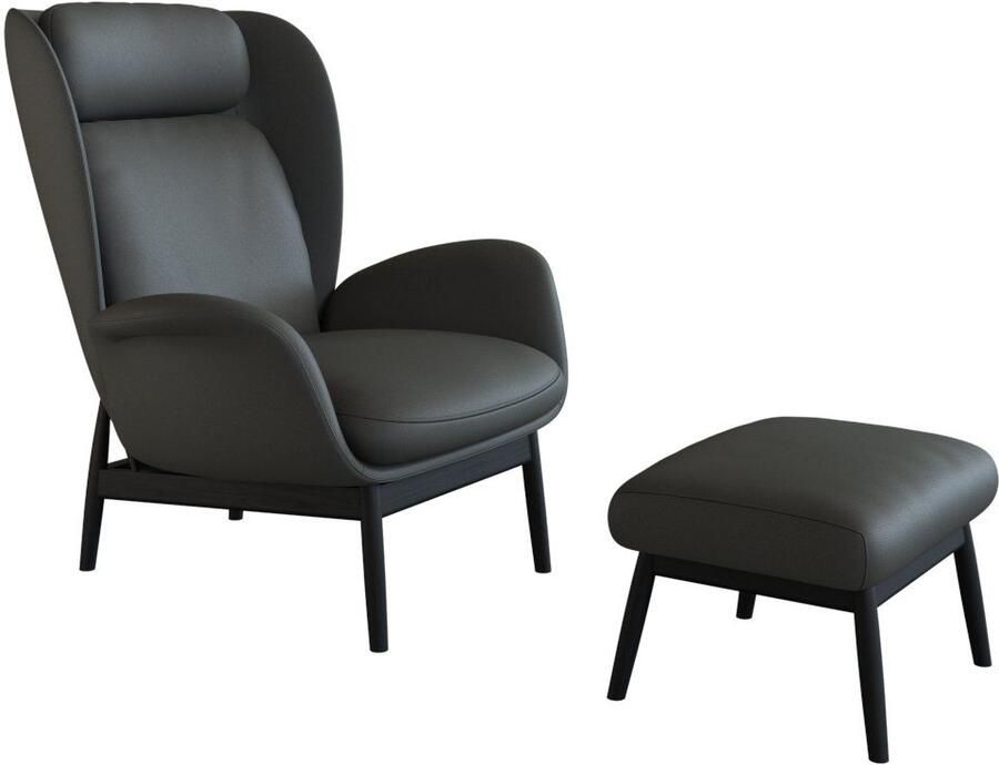 FLEXLUX Oorfauteuil Padova Scandic design fauteuil eersteklas zit- en feelgoodcomfort Stijl & comfort organische vorm geïntegreerde lendensteun zwarte voet - Foto 3