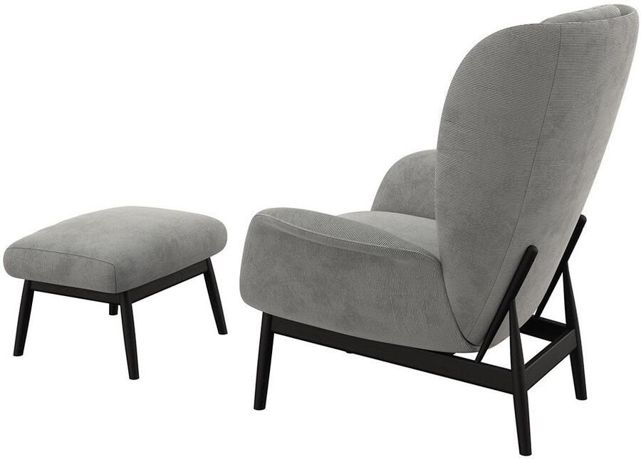 FLEXLUX Oorfauteuil Padova Scandic design fauteuil eersteklas zit- en feelgoodcomfort Stijl & comfort organische vorm geïntegreerde lendensteun zwarte voet - Foto 5