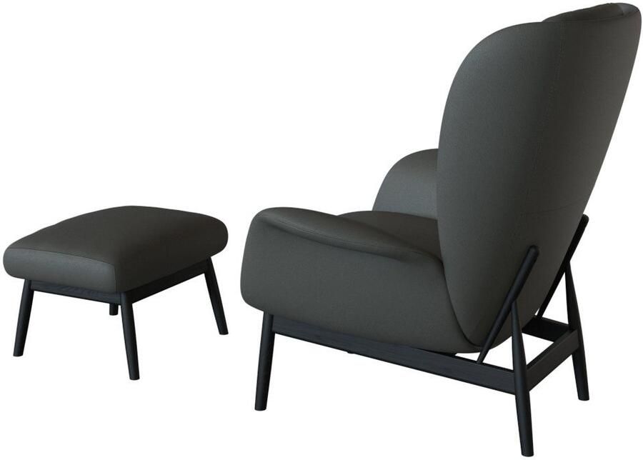 FLEXLUX Oorfauteuil Padova Scandic design fauteuil eersteklas zit- en feelgoodcomfort Stijl & comfort organische vorm geïntegreerde lendensteun zwarte voet - Foto 5