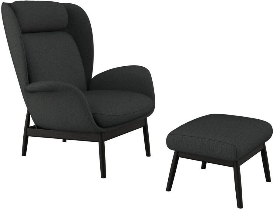 FLEXLUX Oorfauteuil Padova Scandic design fauteuil eersteklas zit- en feelgoodcomfort Stijl & comfort organische vorm geïntegreerde lendensteun zwarte voet - Foto 3