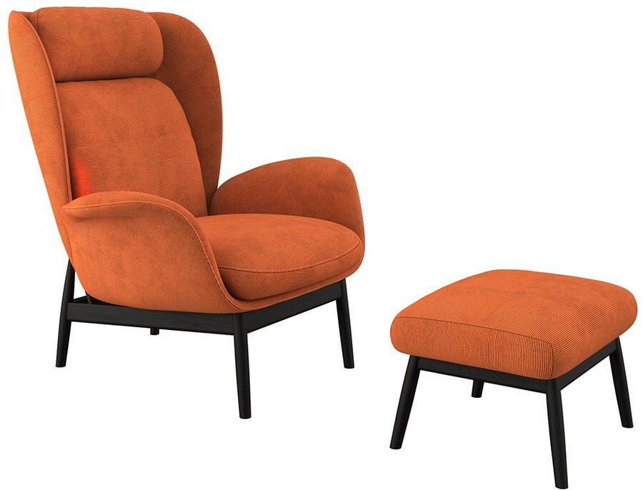 FLEXLUX Oorfauteuil Padova Scandic design fauteuil eersteklas zit- en feelgoodcomfort Stijl & comfort organische vorm geïntegreerde lendensteun zwarte voet - Foto 3