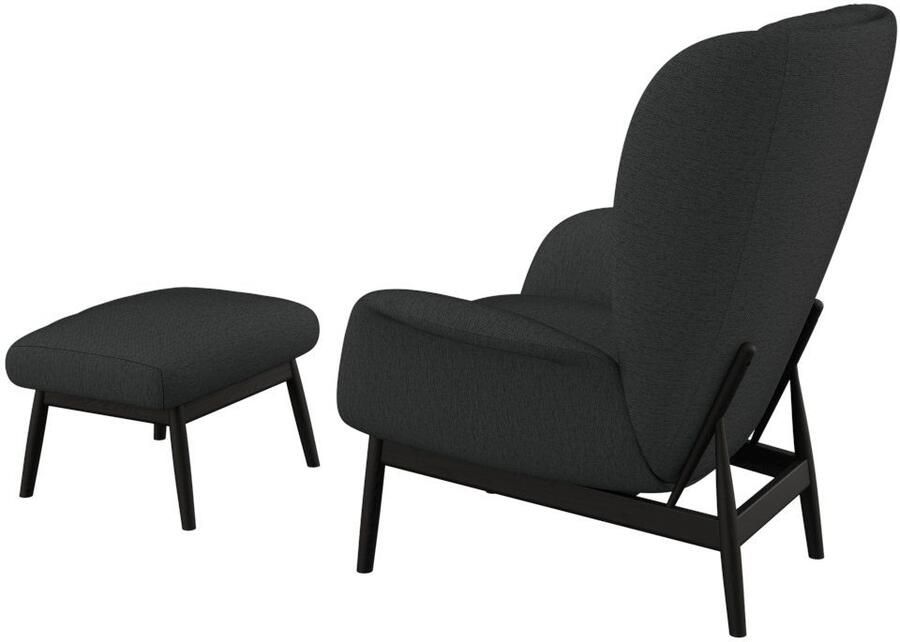 FLEXLUX Oorfauteuil Padova Scandic design fauteuil eersteklas zit- en feelgoodcomfort Stijl & comfort organische vorm geïntegreerde lendensteun zwarte voet - Foto 5