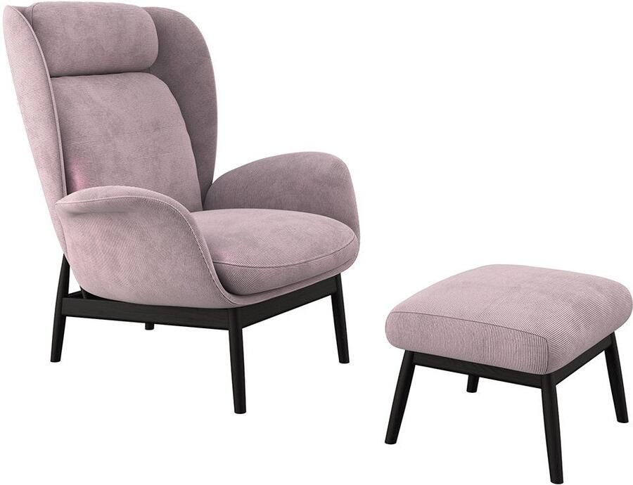 FLEXLUX Oorfauteuil Padova Scandic design fauteuil eersteklas zit- en feelgoodcomfort Stijl & comfort organische vorm geïntegreerde lendensteun zwarte voet - Foto 3
