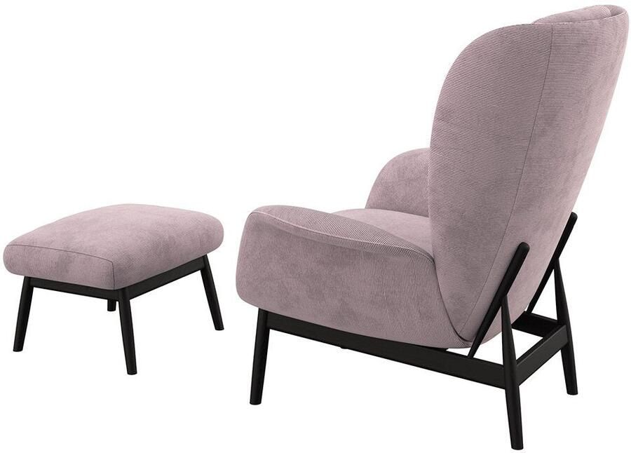 FLEXLUX Oorfauteuil Padova Scandic design fauteuil eersteklas zit- en feelgoodcomfort Stijl & comfort organische vorm geïntegreerde lendensteun zwarte voet - Foto 5