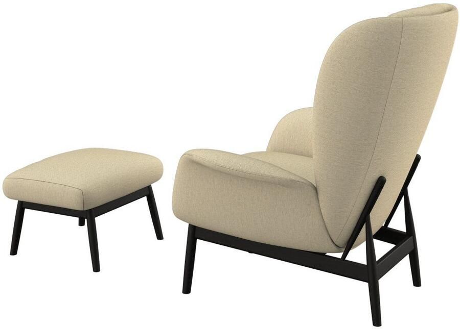 FLEXLUX Oorfauteuil Padova Scandic design fauteuil eersteklas zit- en feelgoodcomfort Stijl & comfort organische vorm geïntegreerde lendensteun zwarte voet - Foto 6