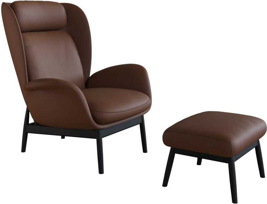 FLEXLUX Oorfauteuil Padova Scandic design fauteuil eersteklas zit- en feelgoodcomfort Stijl & comfort organische vorm geïntegreerde lendensteun zwarte voet - Foto 3