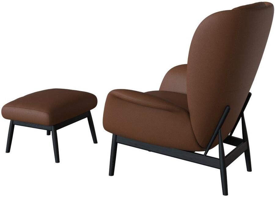 FLEXLUX Oorfauteuil Padova Scandic design fauteuil eersteklas zit- en feelgoodcomfort Stijl & comfort organische vorm geïntegreerde lendensteun zwarte voet - Foto 5