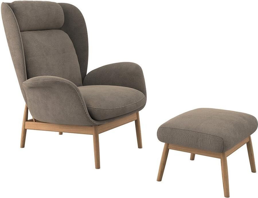 FLEXLUX Oorfauteuil Padova Stijl & comfort organische vorm geïntegreerde lendesteun eikenhouten voet - Foto 3