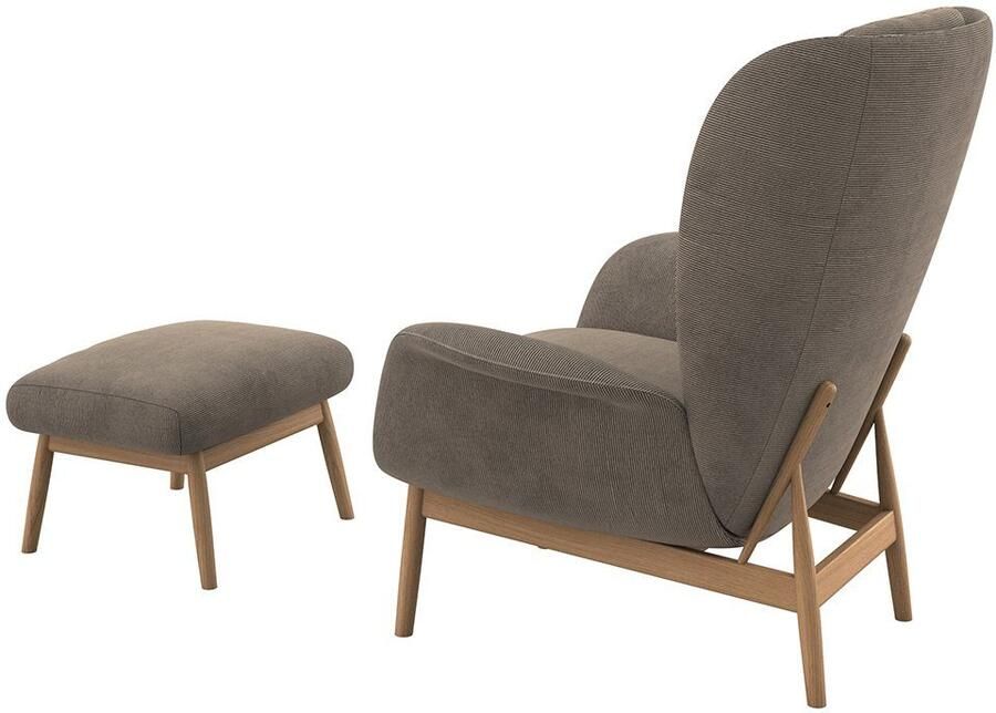 FLEXLUX Oorfauteuil Padova Stijl & comfort organische vorm geïntegreerde lendesteun eikenhouten voet - Foto 5