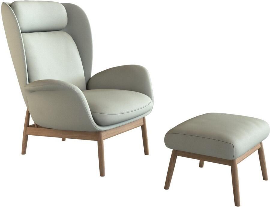 FLEXLUX Oorfauteuil Padova Stijl & comfort organische vorm geïntegreerde lendesteun eikenhouten voet - Foto 3