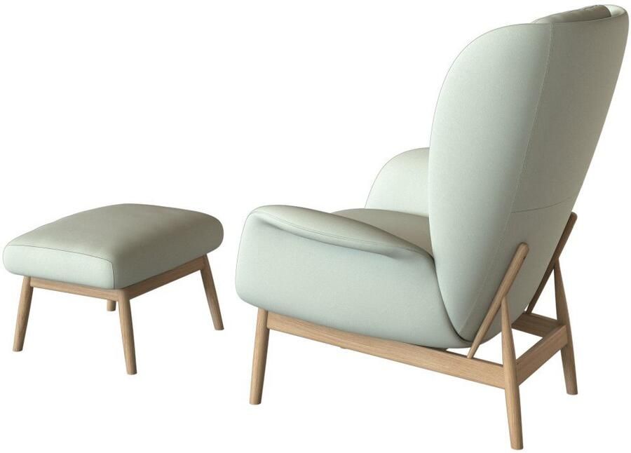 FLEXLUX Oorfauteuil Padova Stijl & comfort organische vorm geïntegreerde lendesteun eikenhouten voet - Foto 5