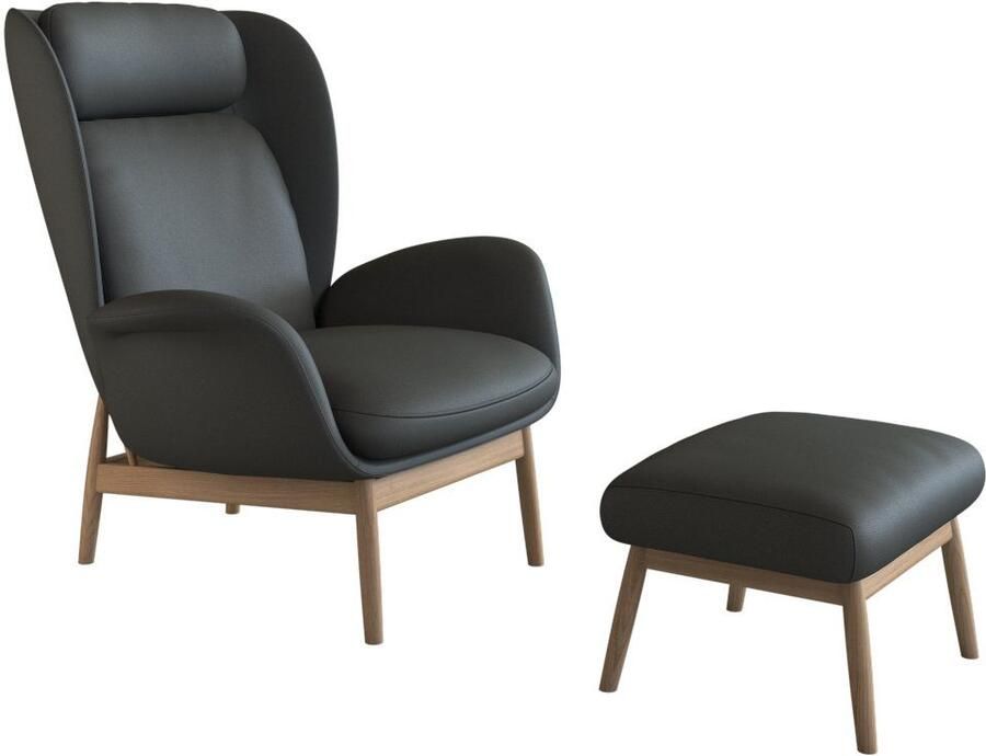 FLEXLUX Oorfauteuil Padova Stijl & comfort organische vorm geïntegreerde lendesteun eikenhouten voet - Foto 3