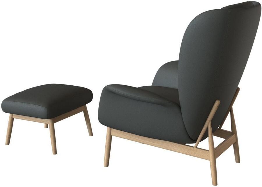 FLEXLUX Oorfauteuil Padova Stijl & comfort organische vorm geïntegreerde lendesteun eikenhouten voet - Foto 5