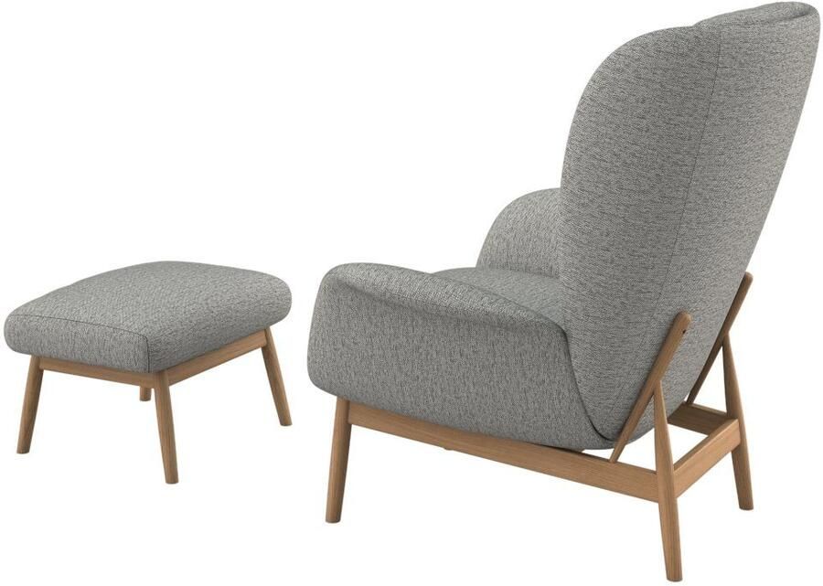 FLEXLUX Oorfauteuil Padova Stijl & comfort organische vorm geïntegreerde lendesteun eikenhouten voet - Foto 4