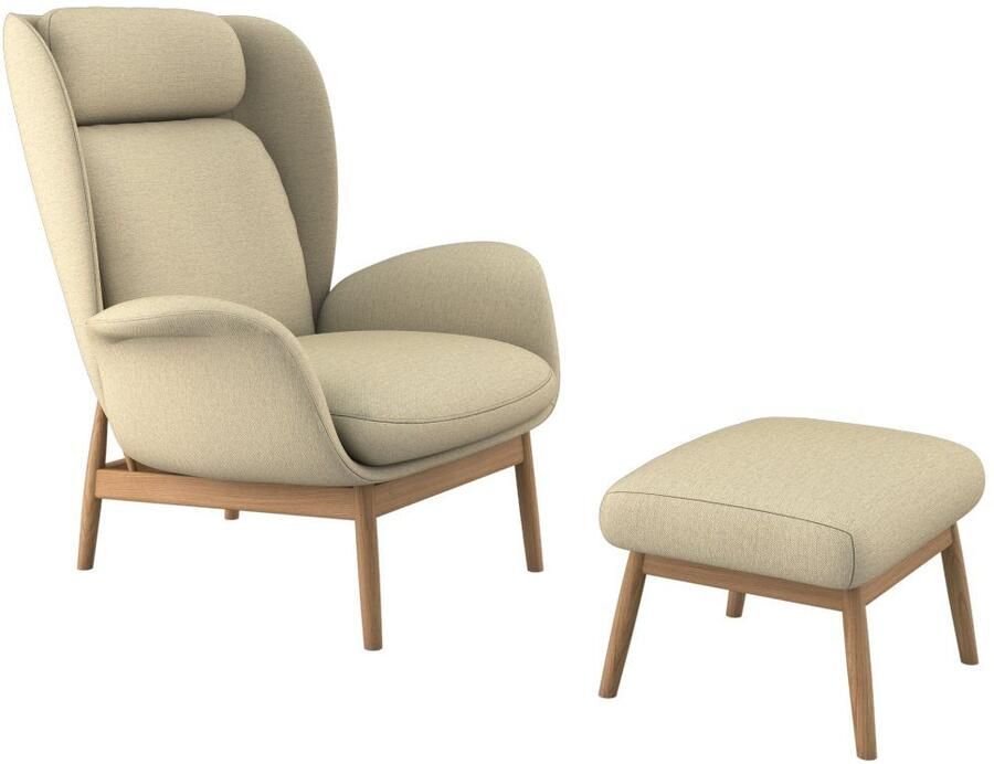 FLEXLUX Oorfauteuil Padova Stijl & comfort organische vorm geïntegreerde lendesteun eikenhouten voet - Foto 3
