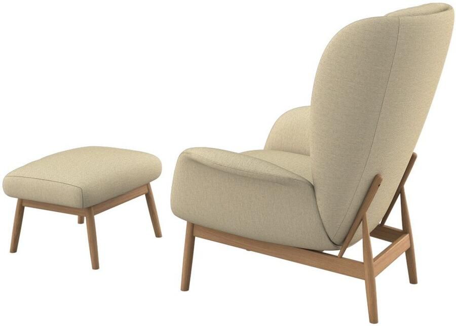 FLEXLUX Oorfauteuil Padova Stijl & comfort organische vorm geïntegreerde lendesteun eikenhouten voet - Foto 6