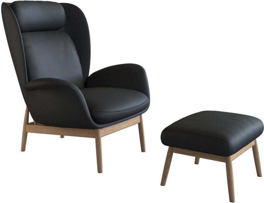 FLEXLUX Oorfauteuil Padova Stijl & comfort organische vorm geïntegreerde lendesteun eikenhouten voet - Foto 3